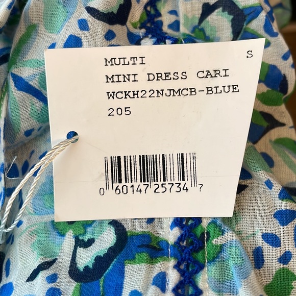 NWT Poupette St. Barth Blue Carine Smocked Mini Dress Size Small - Picture 3 of 8